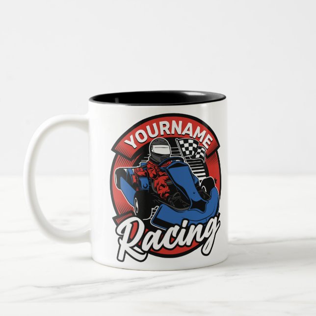 Personalisiert Go Kart Extreme Racing Karting Race Zweifarbige Tasse (Links)
