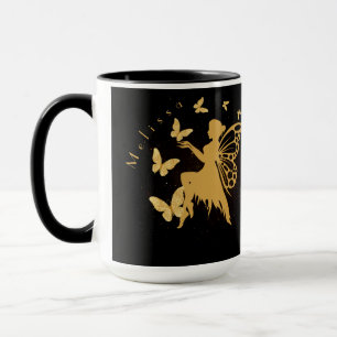 Personalisiert Gold Butterfly Fairy Tasse