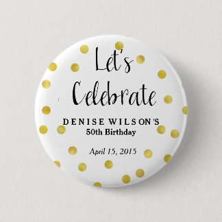 Personalisiert Gold Confetti Celebration Gevor Button