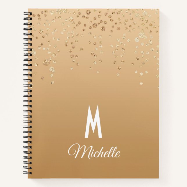 Personalisiert Gold Confetti Notizbuch (Vorderseite)