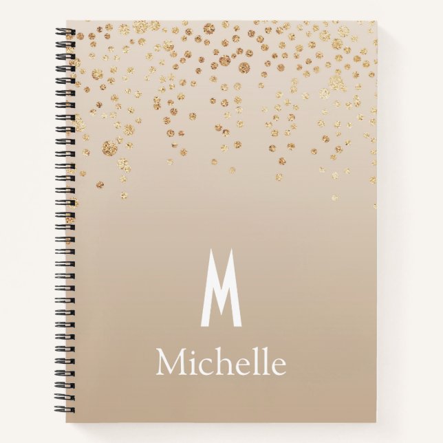 Personalisiert Gold Confetti Notizbuch (Vorderseite)