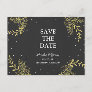 Personalisiert - Gold Ferns Save the Date Postkarte