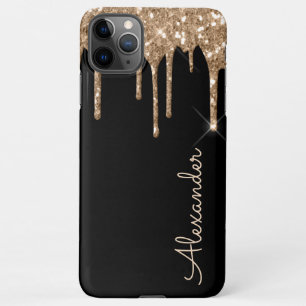 Personalisiert Gold Glitzer Black Handgeschriebene iPhone 11Pro Max Hülle