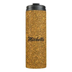 Personalisiert-Gold-Glitzer-Individuelle Name Thermosbecher
