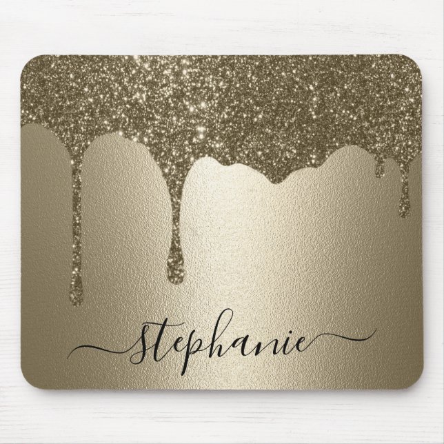 Personalisiert-Gold-Glitzer-Tropfen Mousepad (Vorne)