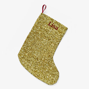 Personalisiert Gold Glitzer Weihnachts-Strumpf Kleiner Weihnachtsstrumpf