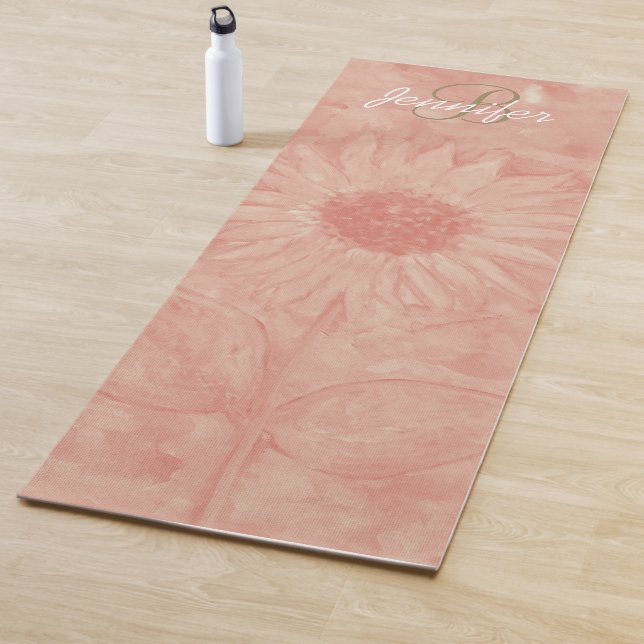 Personalisiert Gold Initial Coral Sunflower Art Yo Yogamatte (Beispiel)