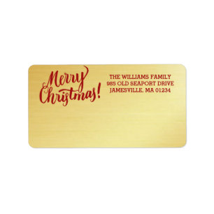 Personalisiert Gold Merry Christmas Mailing Label Adressaufkleber