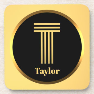 Personalisiert Gold Mit Monogramm Buchstabe T Getränkeuntersetzer