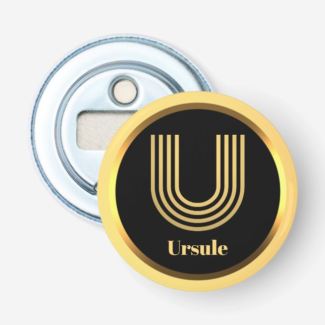 Personalisiert Gold Mit Monogramm Buchstabe U Flaschenöffner (Vorderseite)