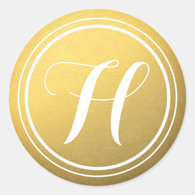 Personalisiert Gold Monogram Stickers (Vorderseite)