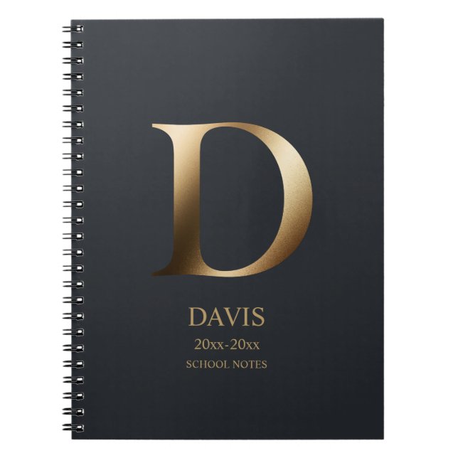 Personalisiert Gold Monogramm | Dark Slate Gray Notizblock (Vorderseite)