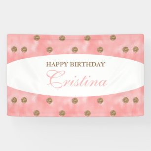 Personalisiert Gold Polka-Dot Geburtstagsbanner Banner