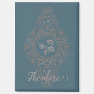 Personalisiert Gold Rokoko Lotus Ornamental Mandal Magnet