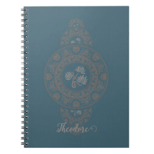 Personalisiert Gold Rokoko Lotus Ornamental Mandal Notizblock
