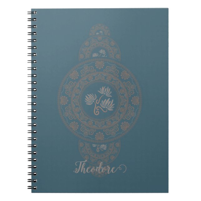 Personalisiert Gold Rokoko Lotus Ornamental Mandal Notizblock (Vorderseite)