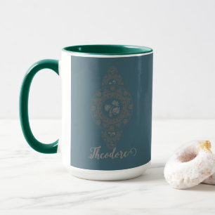 Personalisiert Gold Rokoko Lotus Ornamental Mandal Tasse