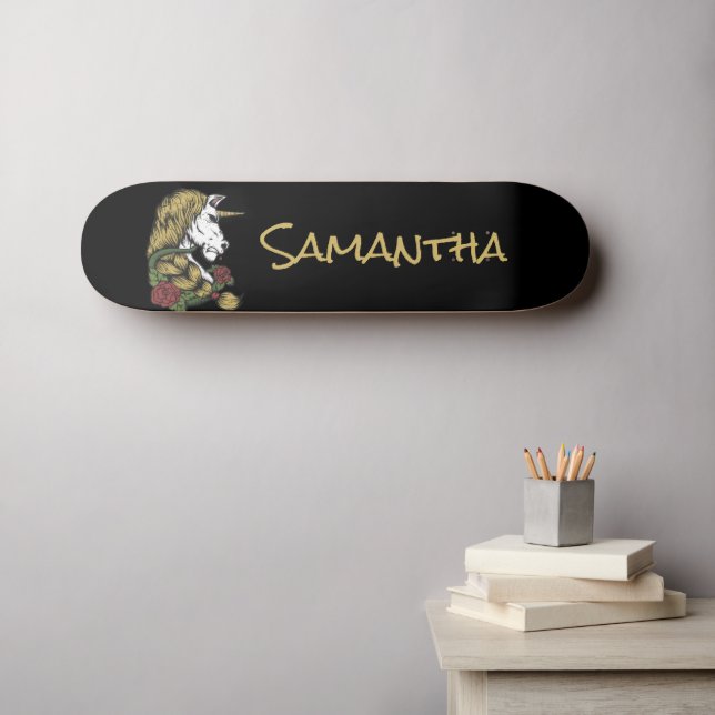 Personalisiert Gold    UnicornSkateboard Skateboard (Wandkunst (Horz))