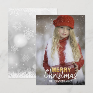 Personalisiert Gold Weißer Weihnachtsurlaub FOTO Einladung