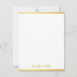 Personalisiert Gold White Hand Script Name Vertika Mitteilungskarte