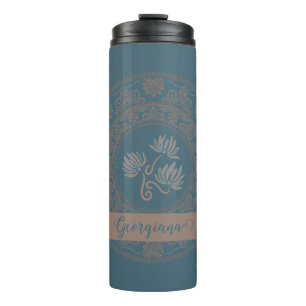 Personalisiert Golden Aquamarin Rokoko Lotus Dot M Thermosbecher