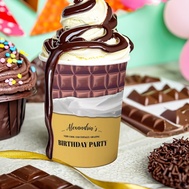Personalisiert Golden Chocolate Candy Bar Party Pappbecher (Von Creator hochgeladen)