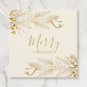 Personalisiert Golden Elegante Pine Frohe Weihnach Geschenkanhänger