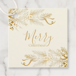 Personalisiert Golden Elegante Pine Frohe Weihnach Geschenkanhänger