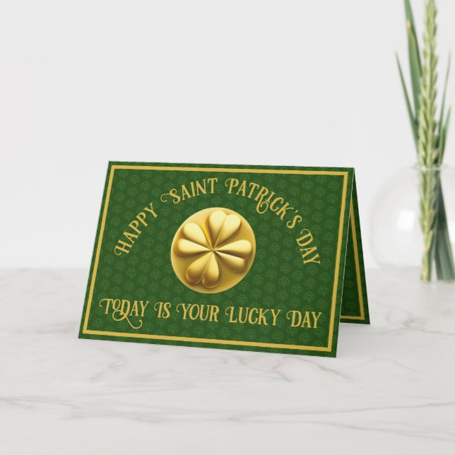 Personalisiert Golden Kleeblatt St. Patrick's Day Karte (Vorderseite)