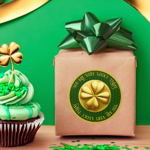 Personalisiert Golden Kleeblatt St. Patrick's Day Runder Aufkleber