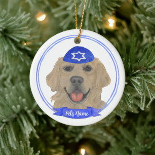 Personalisiert Golden Retriever Dog Hanukkah Keramik Ornament