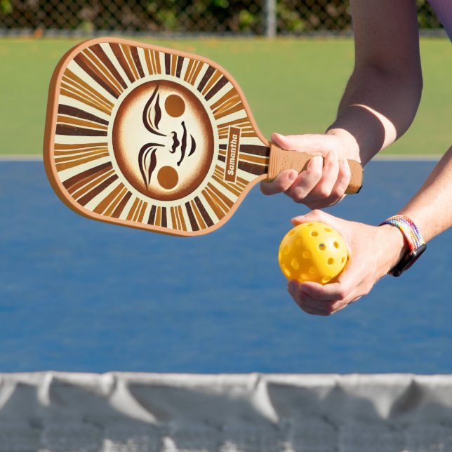 Personalisiert Golden Vintag Boho Sun Geschenk Pickleball Schläger (InSitu)