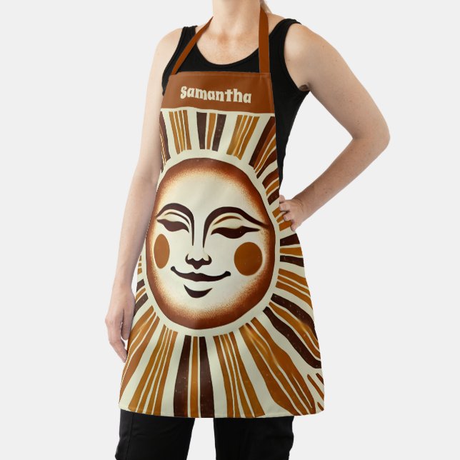 Personalisiert Golden Vintag Boho Sun Geschenk Schürze (InSitu)