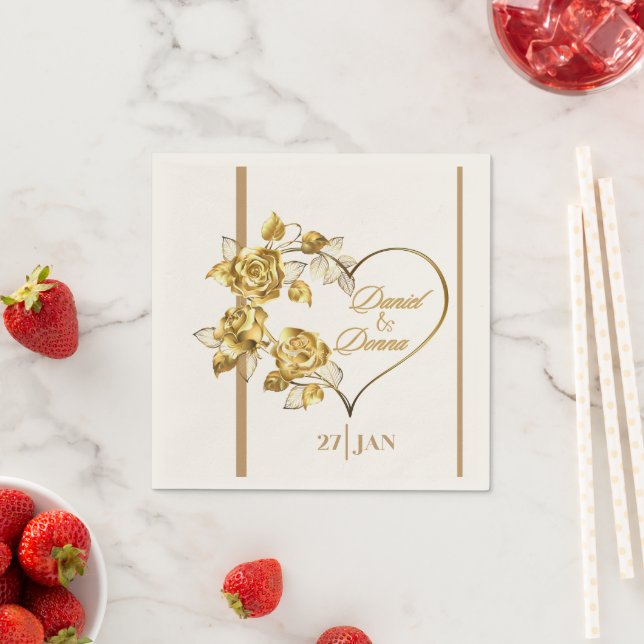 Personalisiert Golden Wedding Napkins Serviette (Beispiel)