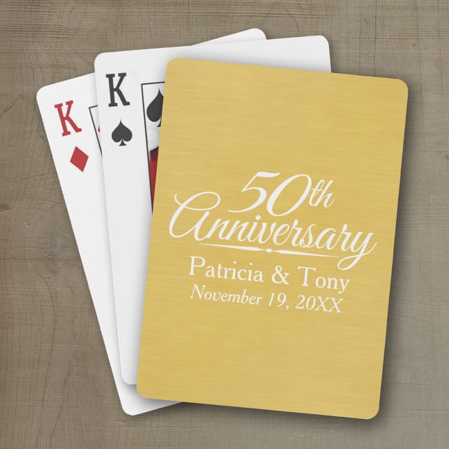 personalisiert Golden zum 50. Jahrestag der Hochze Spielkarten (Wedding Anniversary Playing Cards - Personalize with your information)
