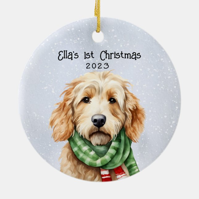 Personalisiert Goldendoodle Keramik Ornament (Hinten)