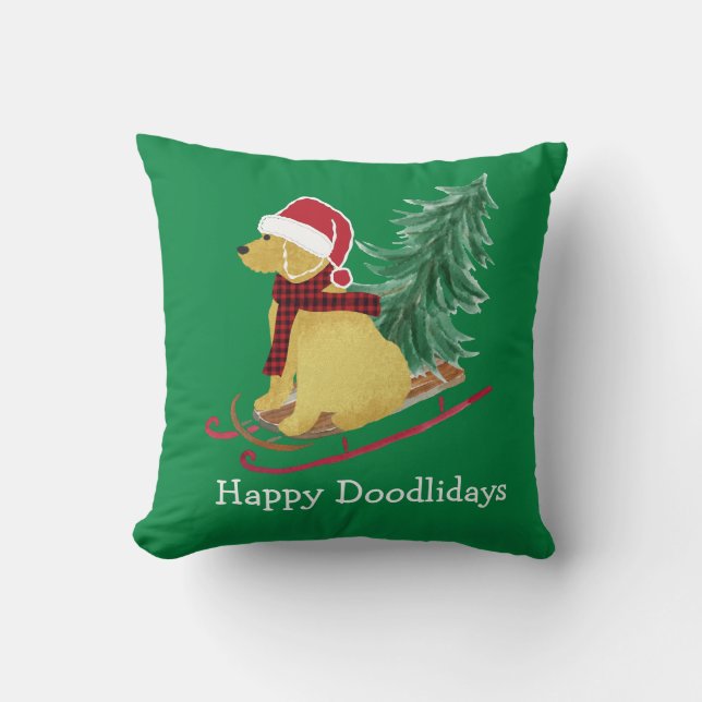 Personalisiert Goldendoodle Weihnachtsschnecke Kissen (Vorderseite)