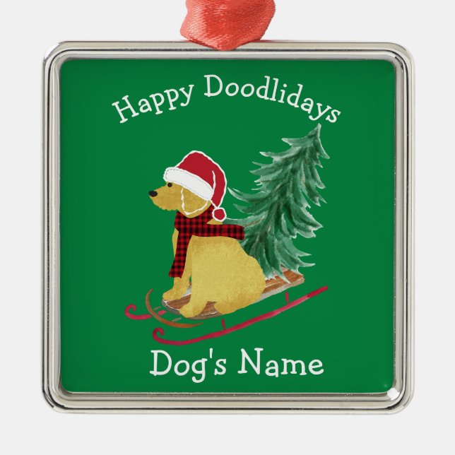 Personalisiert Goldendoodle Weihnachtsschnecke Ornament Aus Metall (Vorne)