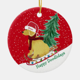 Personalisiert Goldendoodle Weihnachtsschnee Schli Keramik Ornament