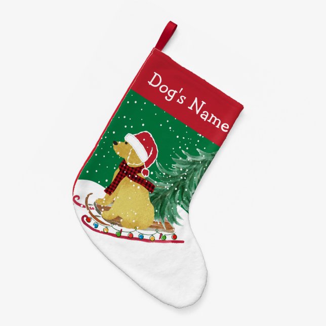 Personalisiert Goldendoodle Weihnachtsschnee Schli Kleiner Weihnachtsstrumpf (Vorderansicht (hängend))