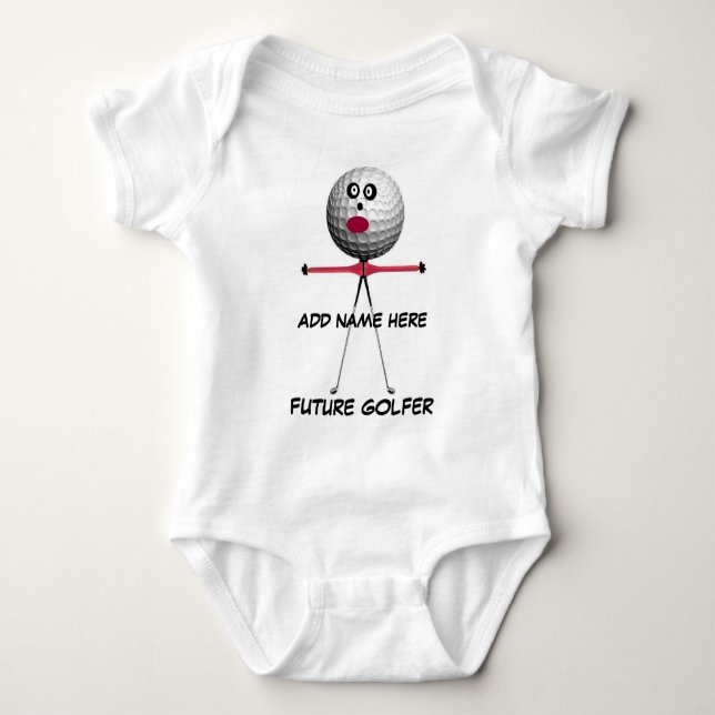 Personalisiert Golf Baby Cartoon Strampler (Vorderseite)
