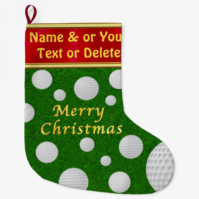 Personalisiert, Golf Weihnachten Strumpf für Ihn,  Großer Weihnachtsstrumpf (Vorderseite)