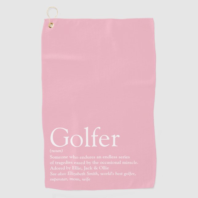 Personalisiert Golfer-Definition-Rosa Golfhandtuch (Vorderseite)