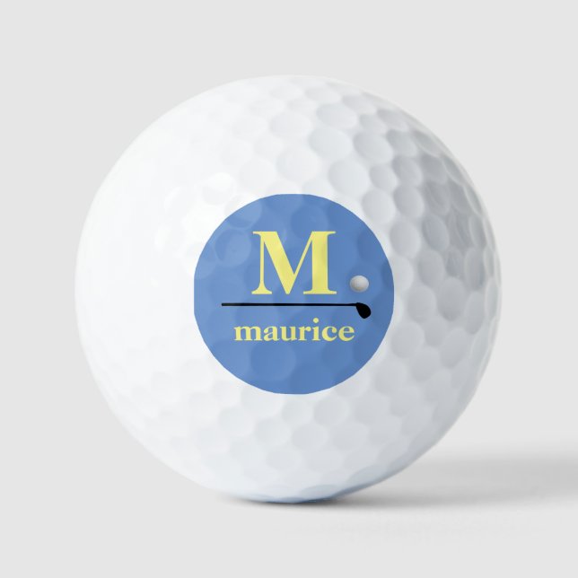 Personalisiert-Golfer-Monogram-Cornblume-Blau Golfball (Vorderseite)