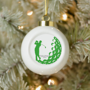 Personalisiert Golfer Name Golf Weihnachtsschmuck Keramik Kugel-Ornament