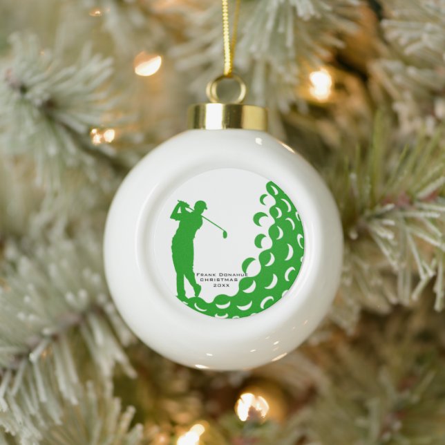 Personalisiert Golfer Name Golf Weihnachtsschmuck Keramik Kugel-Ornament (Baum)