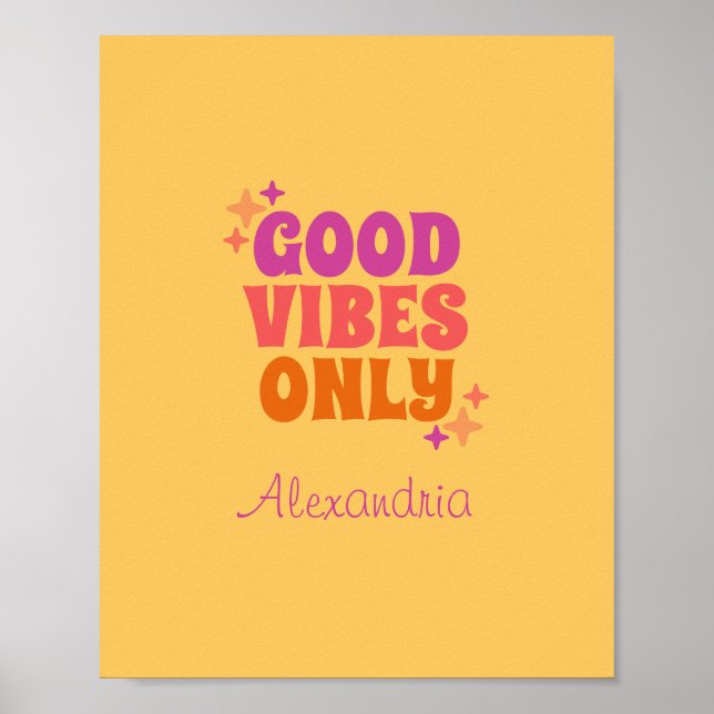 Personalisiert Good Vibes Yellow Poster (Vorne)