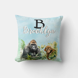 Personalisiert Gorilla Chimpanze Jungle Monogram Kissen