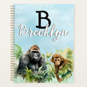 Personalisiert Gorilla Chimpanze Jungle Monogram Planer
