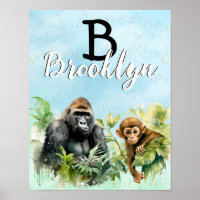 Personalisiert Gorilla Chimpanze Jungle Monogram